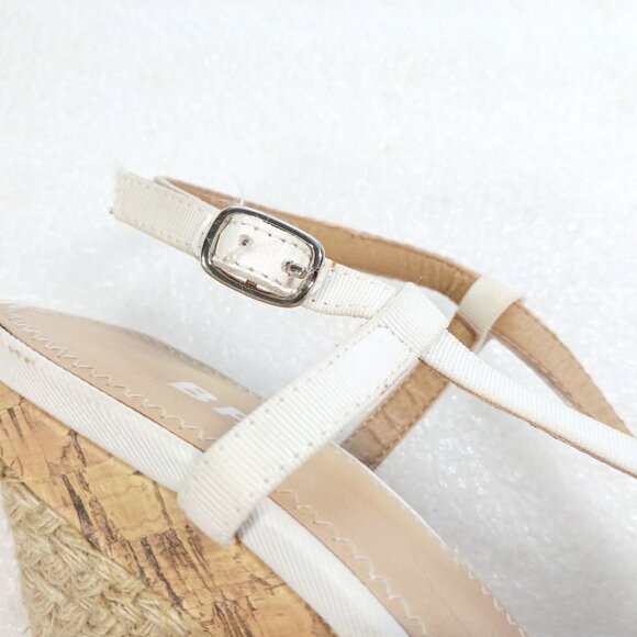 BP Stella White Strappy Cork Wedge Sandals 4.5" Platform Size 8 w/ Box VGUC - Picture 12 of 16